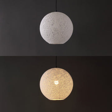 Lacey Bohemian Minimalist Iron/Rope Woven Globe LED Pendant - JONATHAN Y